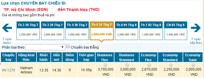 Vé máy bay đi Thanh Hóa
