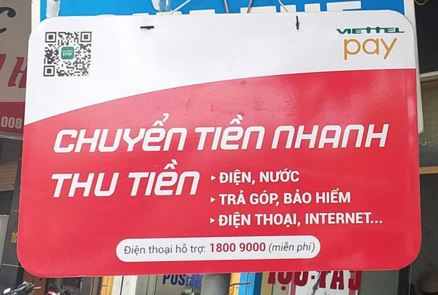 Bảng biển điểm chuyển tiền nhanh của Viettel